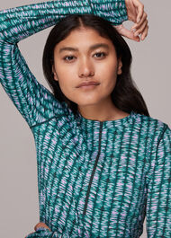 Abstract Wave Zip Sports Top